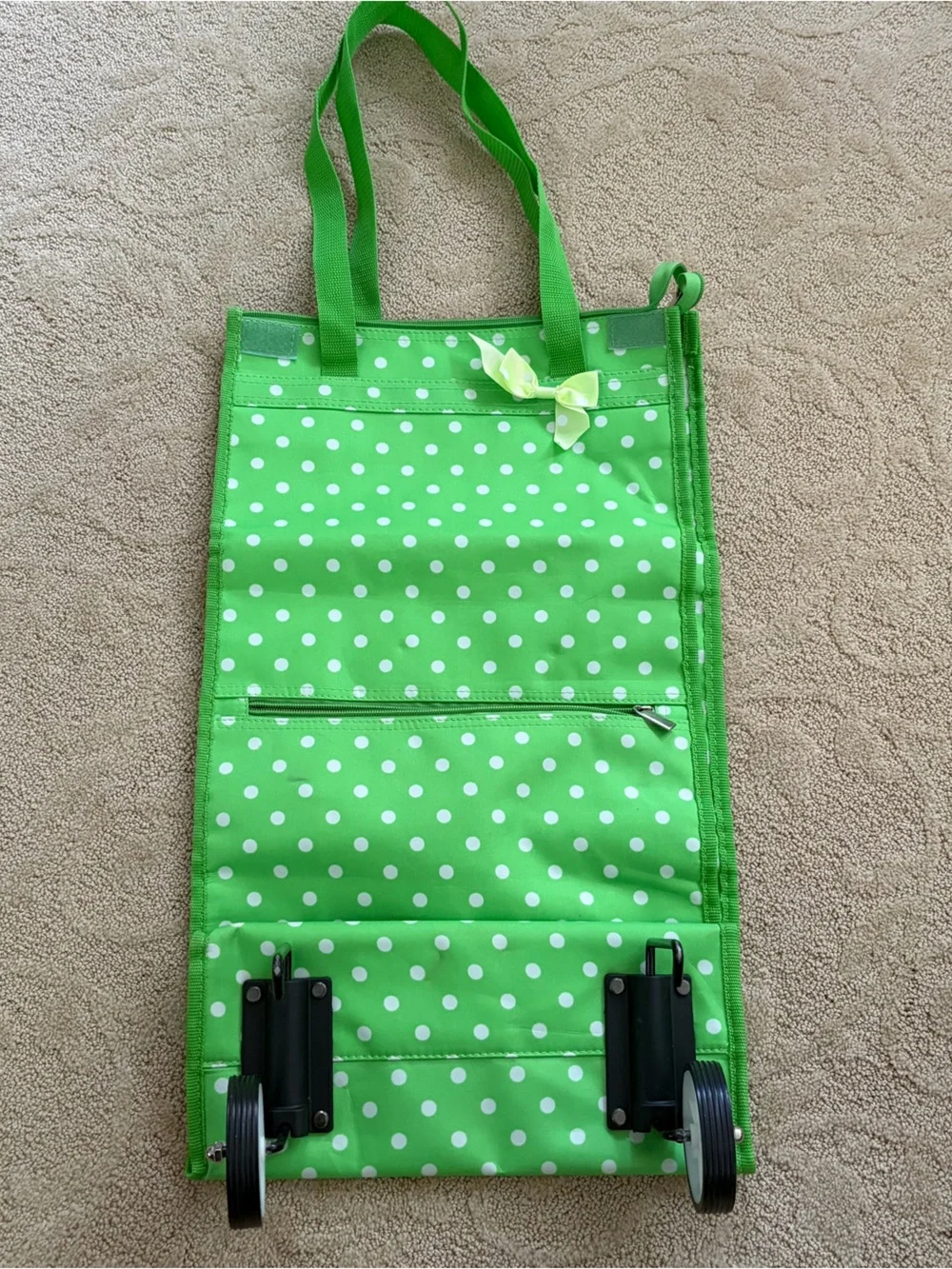 Green Polka Dot Rolling Organizer Tote - Stylish Home Storage
